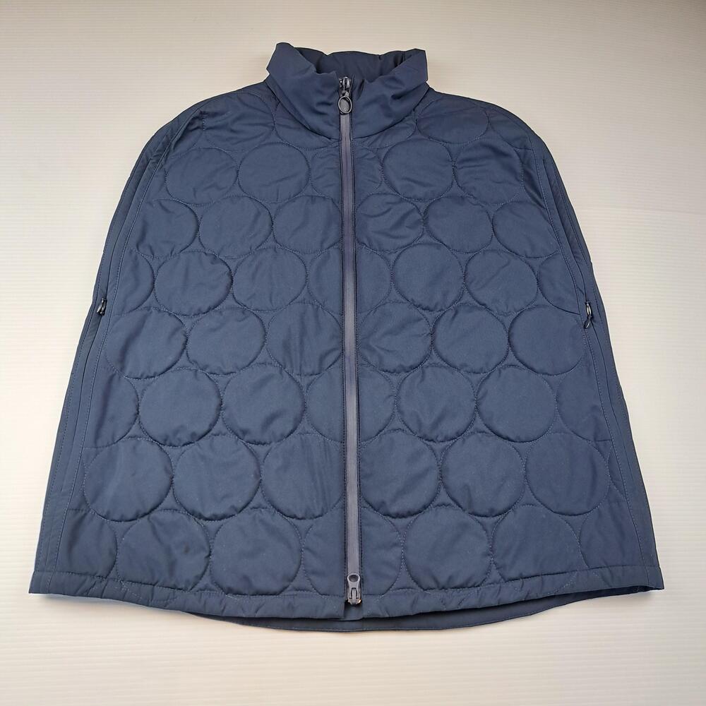 Akris Punto Cape Womens 2 Blue Quilted Water Repellent Insulated Zip Poncho